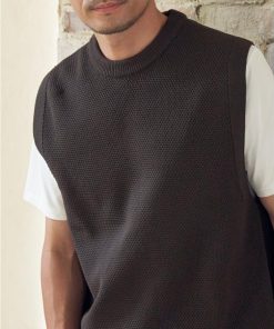 ikka 【洗濯機で洗える】GOKU楽ニット鹿の子ベスト