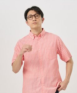 【Pitta Re:)】 Wガーゼ ボタンダウン衿 綿100% 半袖シャツ