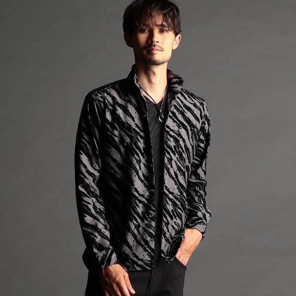 NICOLE CLUB FOR MEN フロッキーゼブラプリント スタンドカラーシャツ - 画像 (2)