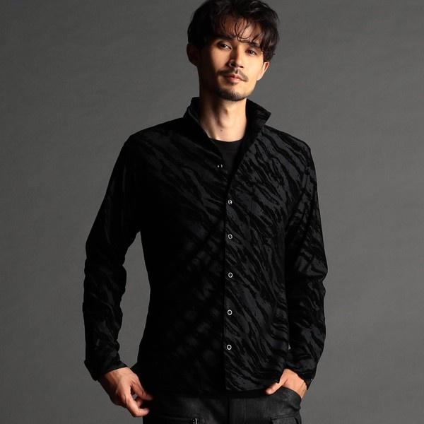 NICOLE CLUB FOR MEN フロッキーゼブラプリント スタンドカラーシャツ - 画像 (3)