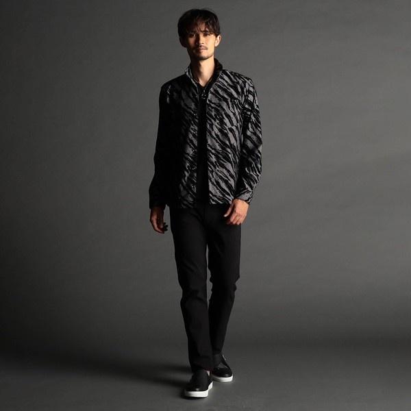 NICOLE CLUB FOR MEN フロッキーゼブラプリント スタンドカラーシャツ - 画像 (5)