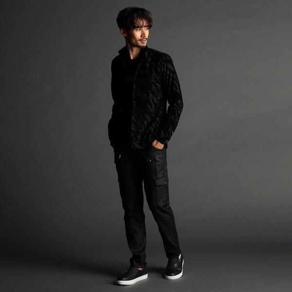 NICOLE CLUB FOR MEN フロッキーゼブラプリント スタンドカラーシャツ - 画像 (6)