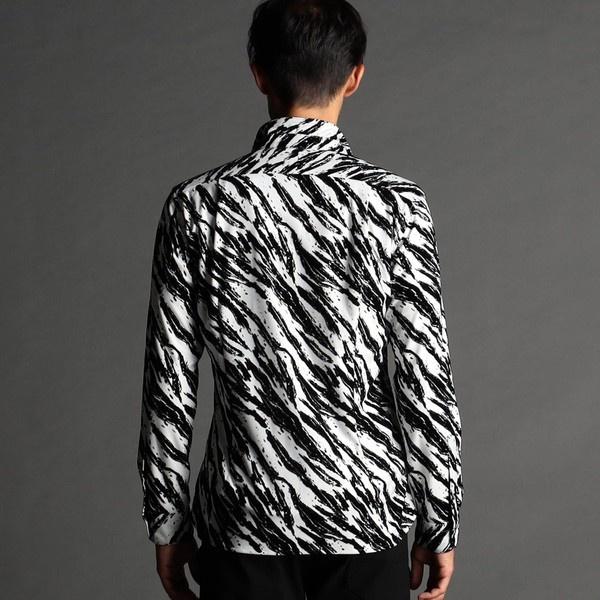 NICOLE CLUB FOR MEN フロッキーゼブラプリント スタンドカラーシャツ - 画像 (7)