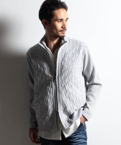 NICOLE CLUB FOR MEN 【RIELABO】ブロックチェック スタンドニットブルゾン