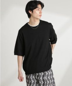 ブークレクルーネックニット 半袖