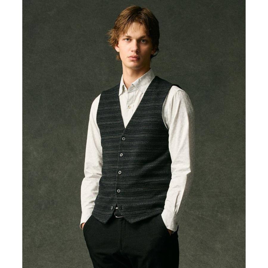 JOSEPH ABBOUD 【洗える/ソフトな肌触り/軽い】シェニールヤーンジャカードニット ベスト