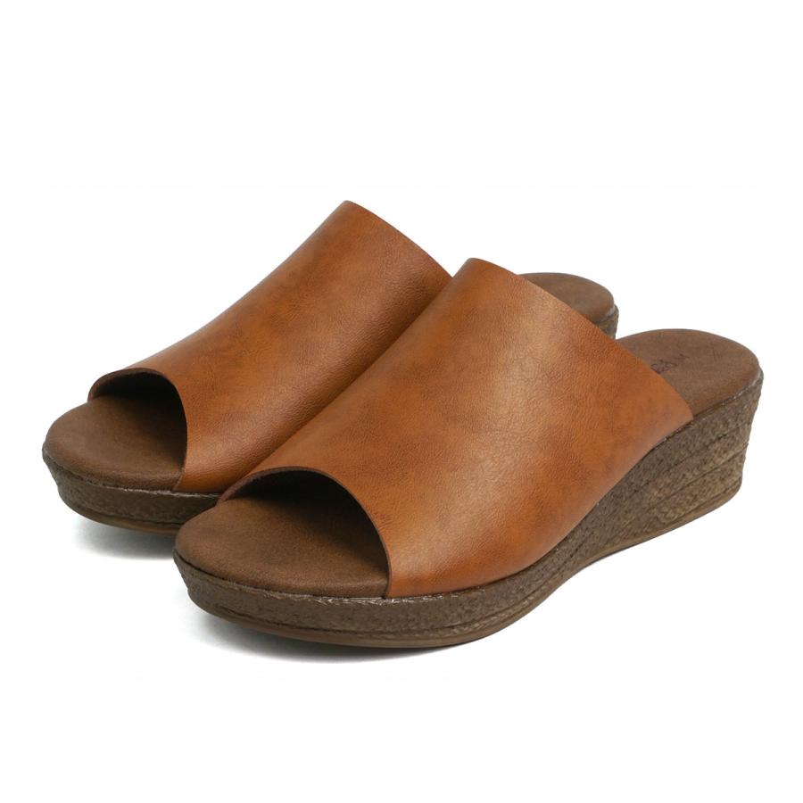 サンダル レディース 日本製 つっかけ 旅行 ウェッジソール 歩きやすい 痛くない 軽量 ミュール 黒 ブラック ブラウン ベージュ ピンク ホワイト 白 5350 - 画像 (3)