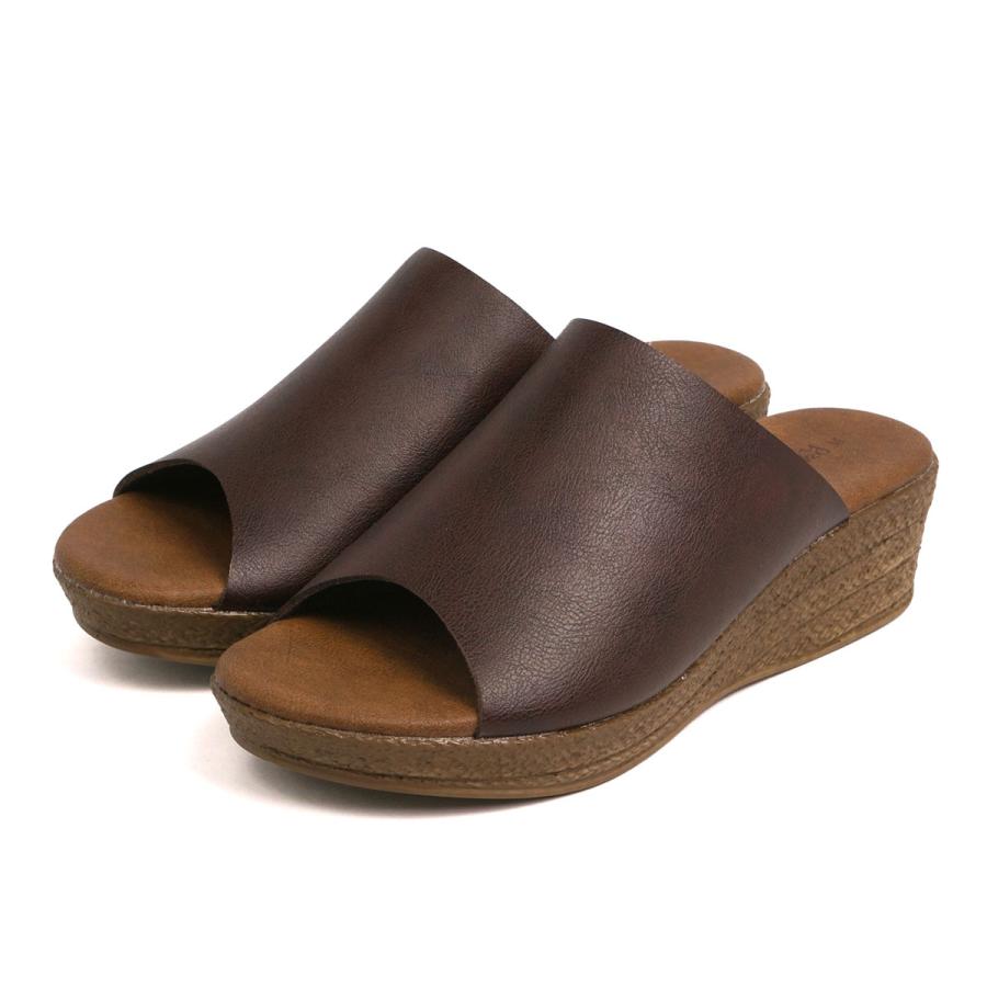 サンダル レディース 日本製 つっかけ 旅行 ウェッジソール 歩きやすい 痛くない 軽量 ミュール 黒 ブラック ブラウン ベージュ ピンク ホワイト 白 5350 - 画像 (4)