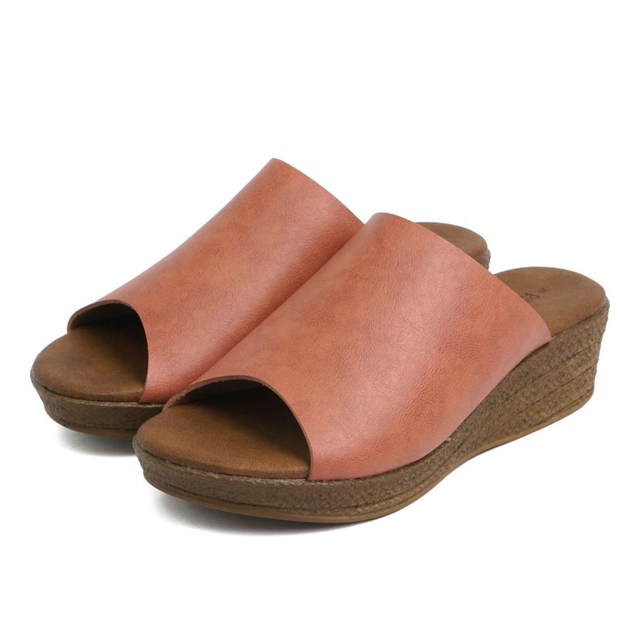 サンダル レディース 日本製 つっかけ 旅行 ウェッジソール 歩きやすい 痛くない 軽量 ミュール 黒 ブラック ブラウン ベージュ ピンク ホワイト 白 5350 - 画像 (6)