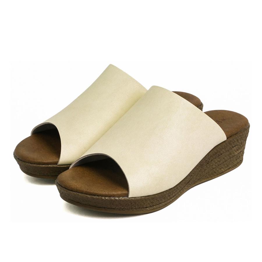 サンダル レディース 日本製 つっかけ 旅行 ウェッジソール 歩きやすい 痛くない 軽量 ミュール 黒 ブラック ブラウン ベージュ ピンク ホワイト 白 5350 - 画像 (5)