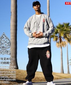 ACEFLAG ACE FLAG 上下セット 長袖 大きいサイズ エースフラッグ セットアップ ブルゾン ピステ ナイロン アウター 上下 マリア 聖母マリア ロゴ ビッグシルエット b系