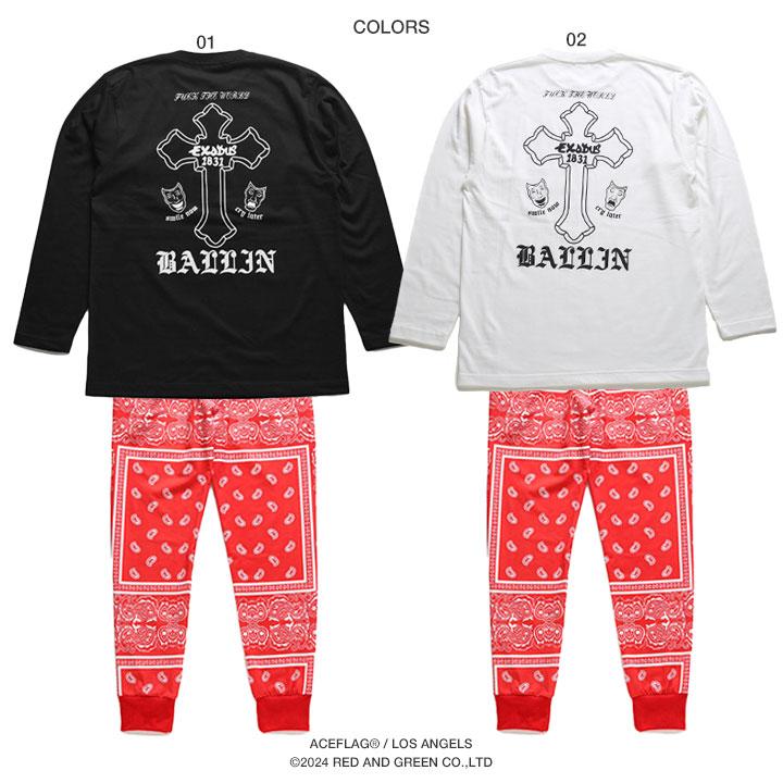ACEFLAG ACE FLAG 上下セット 長袖 ブランド Tシャツ ロンT ロングパンツ 大きいサイズ エースフラッグ セットアップ ジャージ おしゃれ 2Pac 十字架 クロス b系 - 画像 (9)