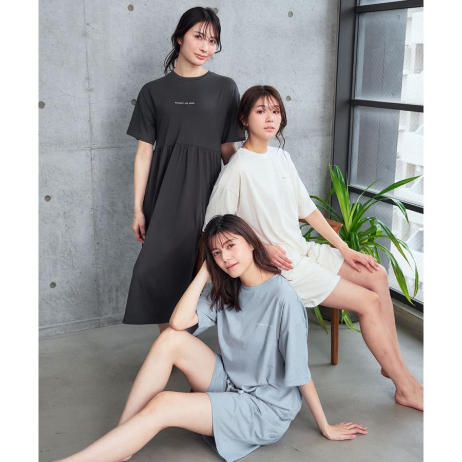 aimerfeel 40%OFF ルームウェア シンプルロゴ 綿混 ワンピース 女性 下着 レディース エメフィール - 画像 (7)