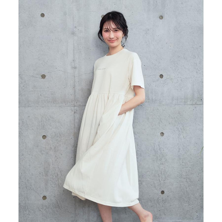 aimerfeel 40%OFF ルームウェア シンプルロゴ 綿混 ワンピース 女性 下着 レディース エメフィール - 画像 (2)