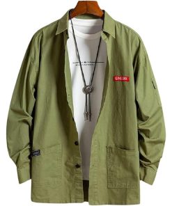 アスペルシオ 長袖 ワークシャツ 襟付き お洒落 トップス メンズ グリーン(パロットグリーン, L)