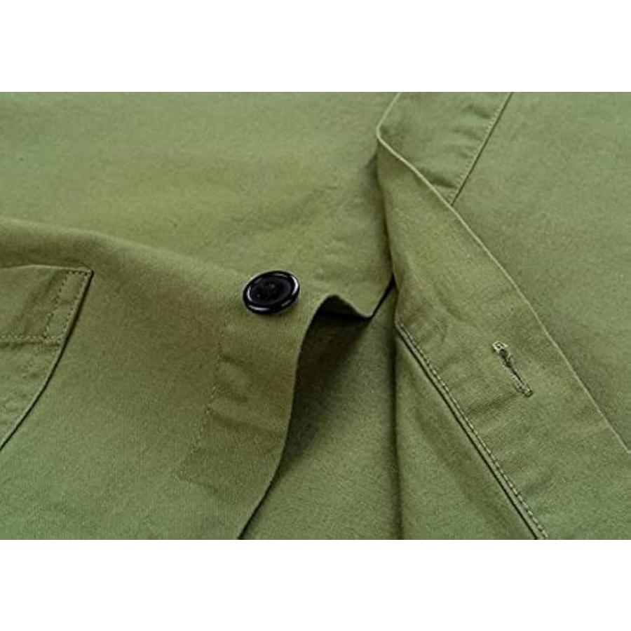 アスペルシオ 長袖 ワークシャツ 襟付き お洒落 トップス メンズ グリーン(パロットグリーン, L) - 画像 (4)