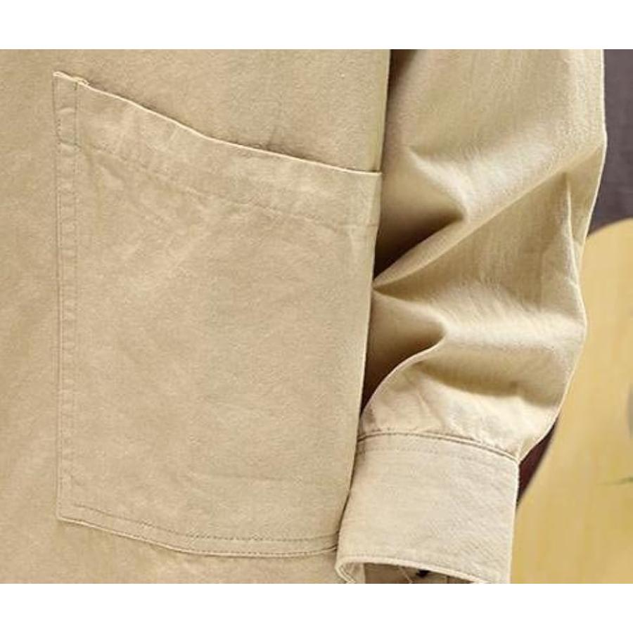 アスペルシオ 長袖 ワークシャツ 襟付き お洒落 トップス メンズ グリーン(パロットグリーン, L) - 画像 (8)