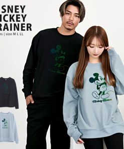 Disney ミッキー トレーナー メンズ DISNEY スウェット 大きいサイズ プルオーバー クルーネック ブランド 黒