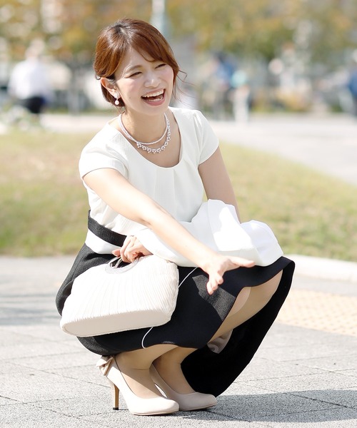 PourVous セットアップ フレアテーラードジャケット&大きいサイズバイカラーワンピースフォーマル入学式対応 七五三 ママ セレモニー 入園式 卒園式 - 画像 (7)