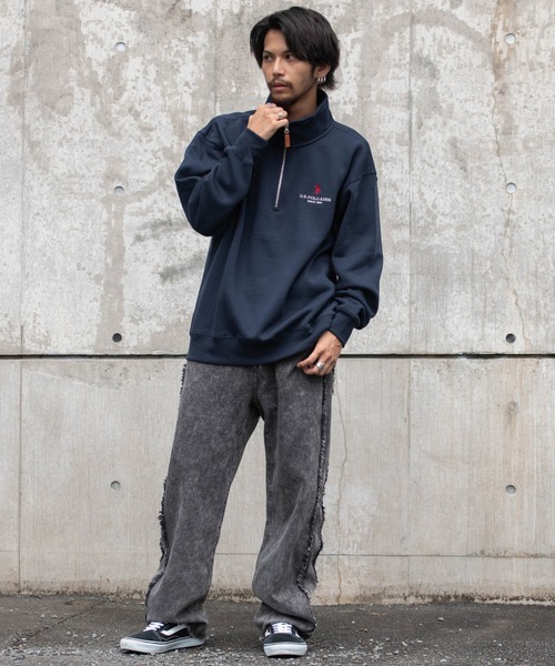 U.S. POLO ASSN. トレーナー スウェット 「U.S. ASSN/ユーエスポロアッスン」裏起毛ハーフジップ長袖スウェット メンズ レディース - 画像 (2)