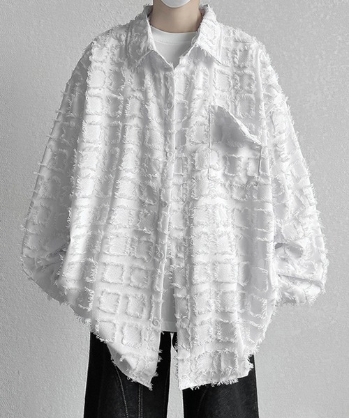 BENDER TOKYO シャツ 「BENDER TOKYO」ビッグシルエット フリンジチェック 長袖 シャツジャケット メンズ レディース - 画像 (5)