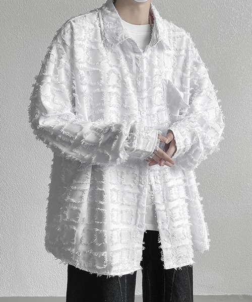 BENDER TOKYO シャツ 「BENDER TOKYO」ビッグシルエット フリンジチェック 長袖 シャツジャケット メンズ レディース - 画像 (6)