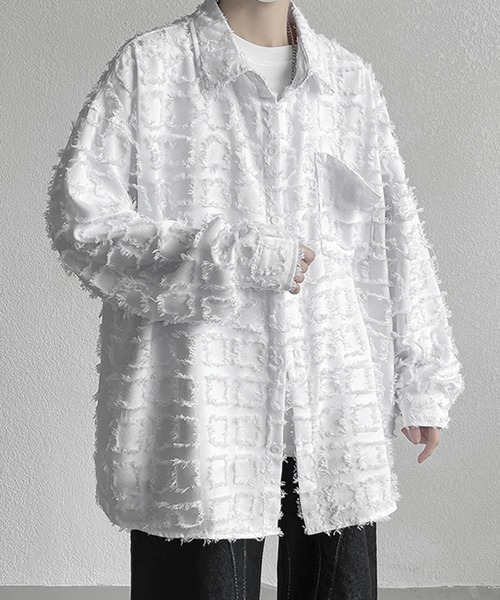 BENDER TOKYO シャツ 「BENDER TOKYO」ビッグシルエット フリンジチェック 長袖 シャツジャケット メンズ レディース - 画像 (7)