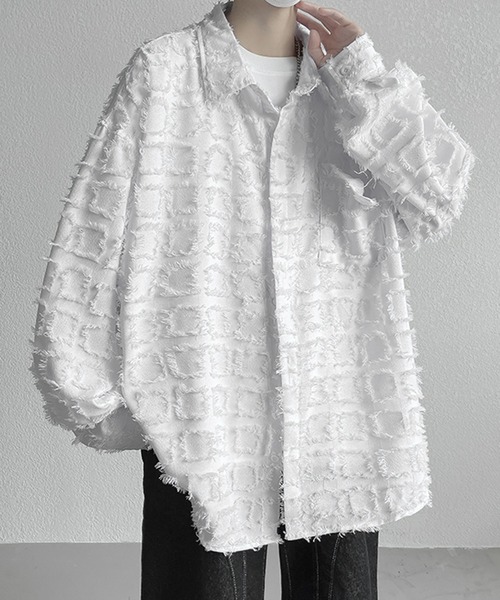 BENDER TOKYO シャツ 「BENDER TOKYO」ビッグシルエット フリンジチェック 長袖 シャツジャケット メンズ レディース - 画像 (8)