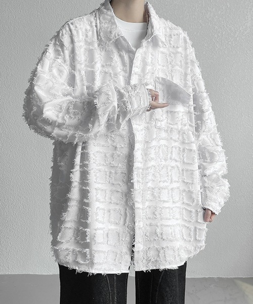 BENDER TOKYO シャツ 「BENDER TOKYO」ビッグシルエット フリンジチェック 長袖 シャツジャケット メンズ レディース - 画像 (9)