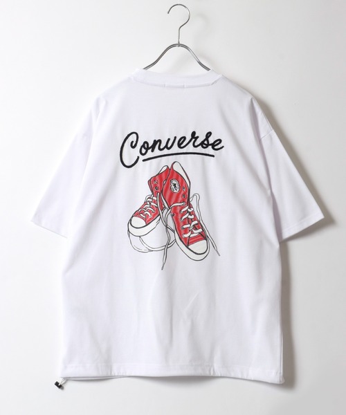 CONVERSE tシャツ CONVERSE/コンバース UVカット 接触冷感 シューズイラストバックプリント 裾ドローコード付半袖Tシャツ レディース メンズ - 画像 (6)