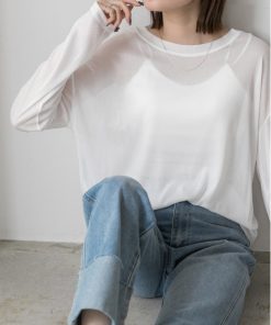 ad thie tシャツ オーバーサイズ  カラーシアーカットソー レディース