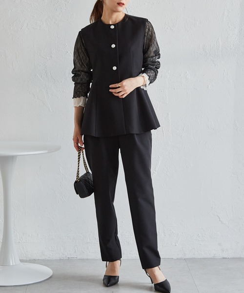 RANAN セットアップ 「2点セット」防シワ/抗菌防臭 ペプラムベストテーパードパンツセットアップ レディース - 画像 (5)