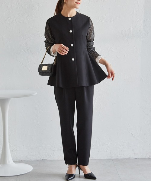 RANAN セットアップ 「2点セット」防シワ/抗菌防臭 ペプラムベストテーパードパンツセットアップ レディース - 画像 (7)