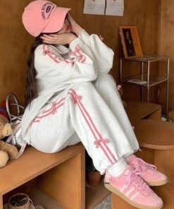 DIAVEL セットアップ 大人気「 」サイドラインミニリボンスウェットブルゾン ＆パンツ  SET レディース