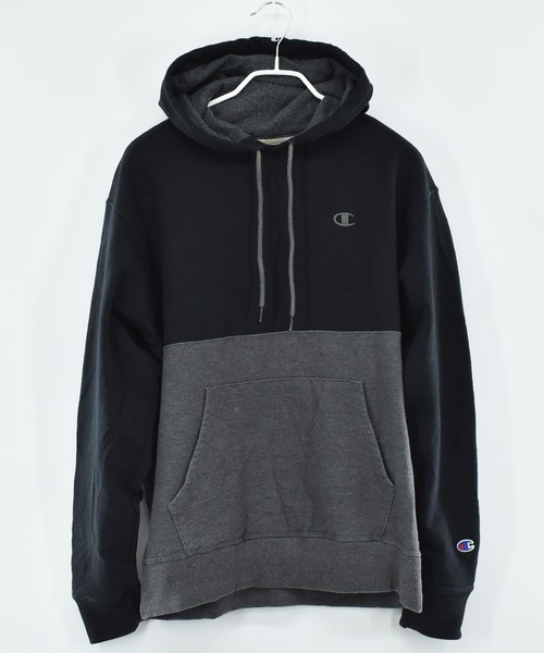 Champion パーカー 「ヴィンテージ古着」Champion 目つき ロゴ刺繍 切り返し スウェットパーカー メンズ レディース - 画像 (3)