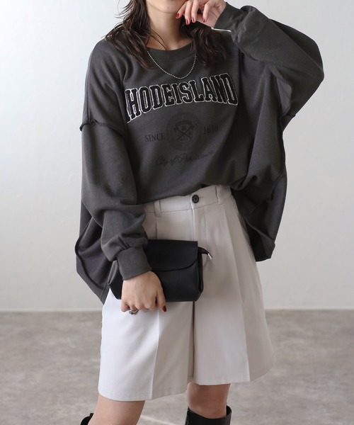 Bonjour Sagan トレーナー スウェット サガラ刺繍アウトステッチカレッジロゴスウェット レディース - 画像 (3)