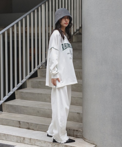 Bonjour Sagan トレーナー スウェット サガラ刺繍アウトステッチカレッジロゴスウェット レディース - 画像 (9)