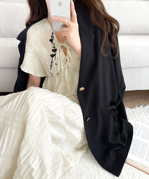 mily bilet ワンピース 「mily bilet」さらりと着映えて、微光沢がそっと華やぐ。マジョリカプリーツギャザー使いフレアワンピース(ロング) - 画像 (9)