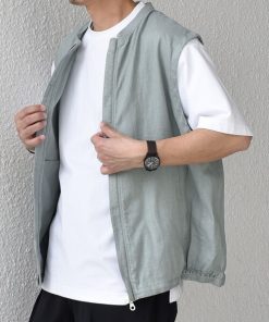 SHIPS any ベスト ジレ any:「洗濯機可能」NOVELTEX リネン ジップ ベスト(セットアップ対応) メンズ