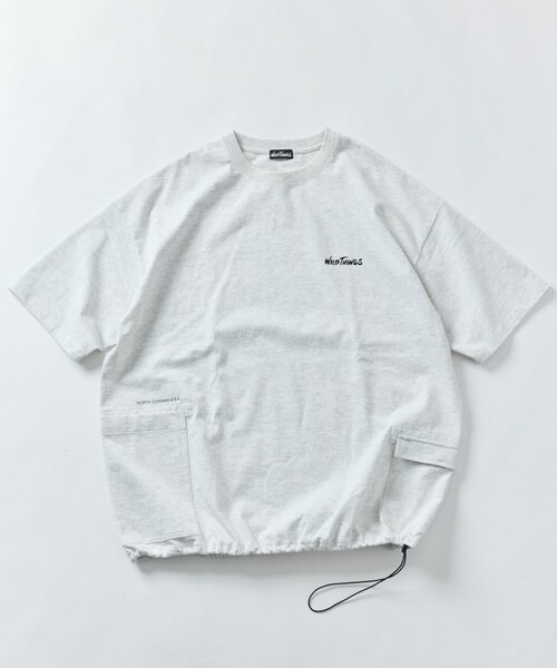 FREAK'S STORE tシャツ 限定展開 WILD THINGS×FREAK'S STORE/ワイルドシングス 別注 ビッグシルエット サイドポケット ヘムコード Tシャツ
