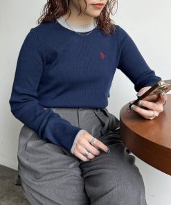 U.S. POLO ASSN. 「U.S. ASSN.」 長袖ニット FREE ネイビー レディース