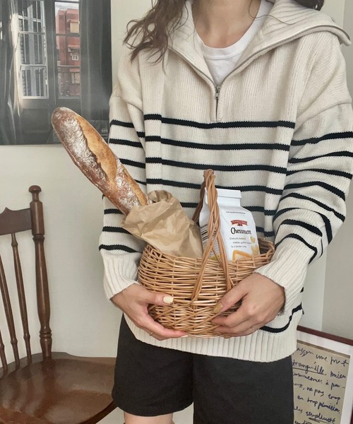 andme 「andme」 「alma design」長袖ニット M ホワイト×ブラック レディース - 画像 (7)