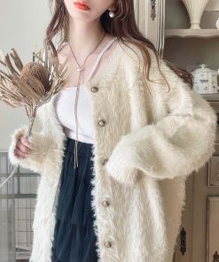 classicalelf 「classicalelf」 ニットカーディガン X-LARGE アイボリー レディース