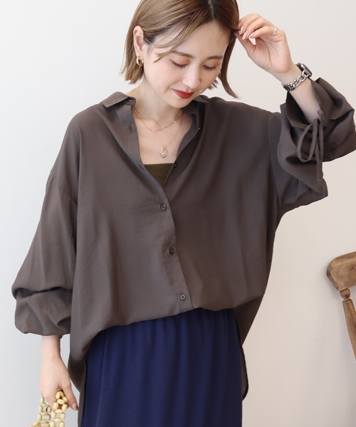 AMERICAN HOLIC ブラウス シャツ シアーバックギャザーリボンシャツ レディース