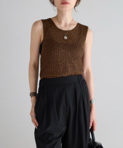 Bonjour Sagan 「Bonjour Sagan」 ノースリーブニット FREE ブラウン レディース