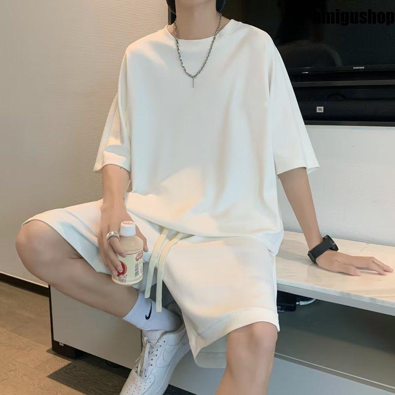 【値下げ】上下セット ワッフル生地 セットアップ メンズ ジャージ 上下 重ね着風 リラックスウェア 部屋着 ルームウェア 夏 スポーツウェア