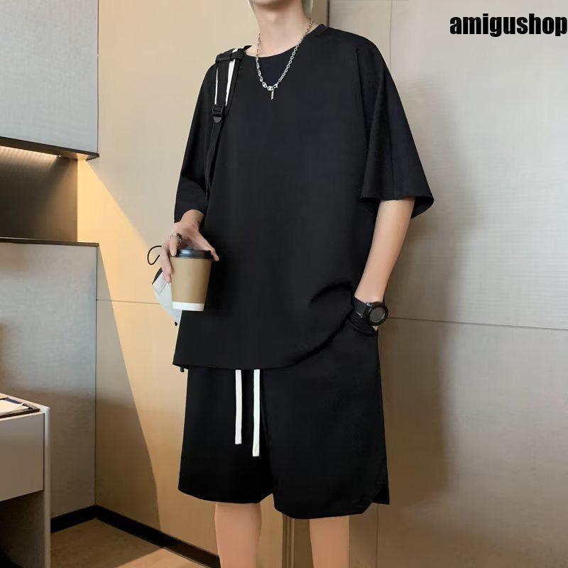 【値下げ】上下セット ワッフル生地 セットアップ メンズ ジャージ 上下 重ね着風 リラックスウェア 部屋着 ルームウェア 夏 スポーツウェア - 画像 (8)