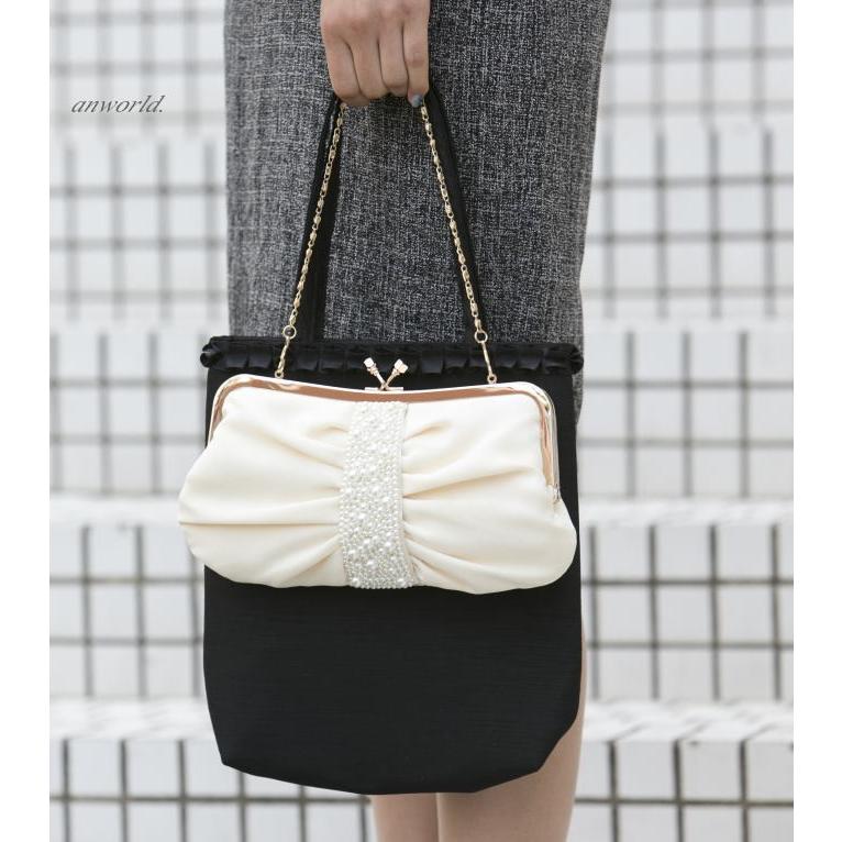 パーティーバッグ 大きめ サブバッグ 結婚式 バッグ フォーマルバッグ 黒 通勤 レディース a4 フォーマル 入学式 卒業式 20代 30代 40代 50代 60代 - 画像 (6)