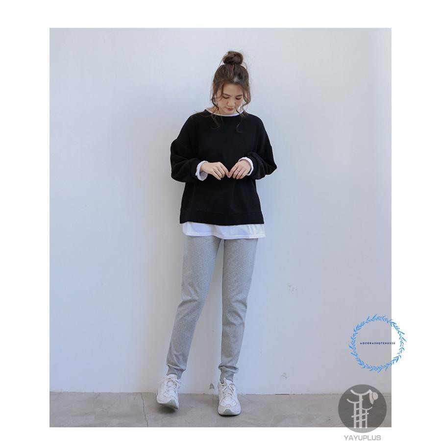 ジョガーパンツ スウェット レディース 無地 ウエストゴム パンツ ロング丈 スポーツ ヨガ 部屋着 運動着 春 秋 20代 30代 - 画像 (8)