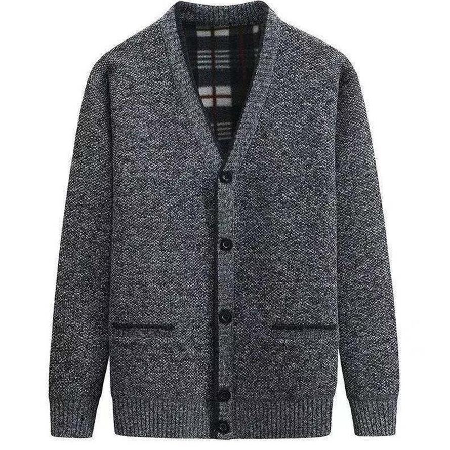 カーディガン メンズ ニットジャケット アウター 裏起毛 羽織 セーター Vネック カジュアル 前開き 無地 着痩 厚手 暖かい 秋冬 通勤 父の日 - 画像 (3)